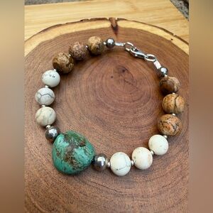 A Green Turquoise, White Turquoise, Picture Jasper & Sterling Silver Beauty